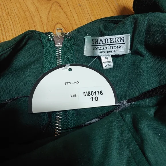 Shareen Collections Australia Mini Green Dress Size 10 - Picture 8 of 10